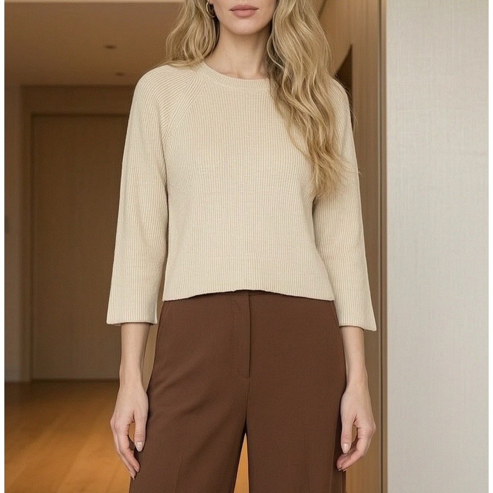 Lafayette 148 New York Boxy 3/4 Wide Sleeves Pullover Sweater Cotton Silk 2XL